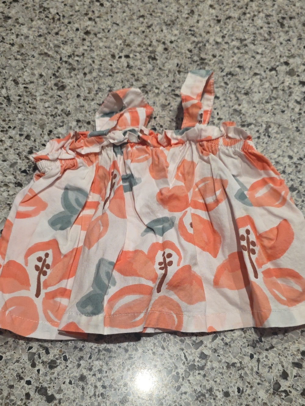 Carter's Coral Floral Print Sleeveless Top with Teal Accents
